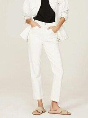 Agolde Slim Straight High Rise Crop Riley Jeans Sour Cream White 26